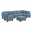 Pemberly Row Textured 8-Piece U-Shaped Modular Sectional with Storage in Blue