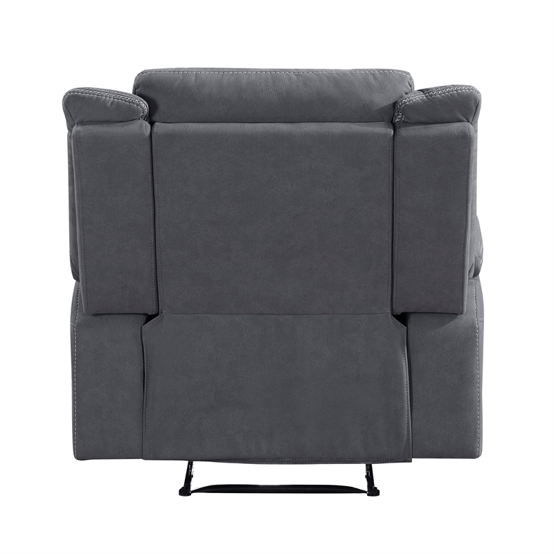 Pemberly Row Microfiber Manual Reclining Chair with Pocket Coils in Gray
