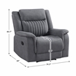 Pemberly Row Microfiber Manual Reclining Chair with Pocket Coils in Gray
