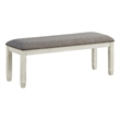 Pemberly Row Pine Wood Dining Bench with Fabric Seat in Antique White