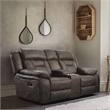 Pemberly Row Microfiber 2-Piece Manual Double Reclining Sofa Set in Dark Brown