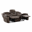 Pemberly Row Microfiber 2-Piece Manual Double Reclining Sofa Set in Dark Brown