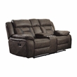 Pemberly Row Microfiber 2-Piece Manual Double Reclining Sofa Set in Dark Brown