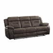Pemberly Row Microfiber 2-Piece Manual Double Reclining Sofa Set in Dark Brown