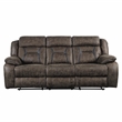 Pemberly Row Microfiber 2-Piece Manual Double Reclining Sofa Set in Dark Brown