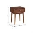 Pemberly Row Walnut Veneer 1-Drawer End Table with Shelf in Brown