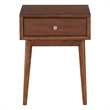 Pemberly Row Walnut Veneer 1-Drawer End Table with Shelf in Brown