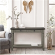 Pemberly Row Wood 2-Drawer Console Table with Shelf in Antique Gray
