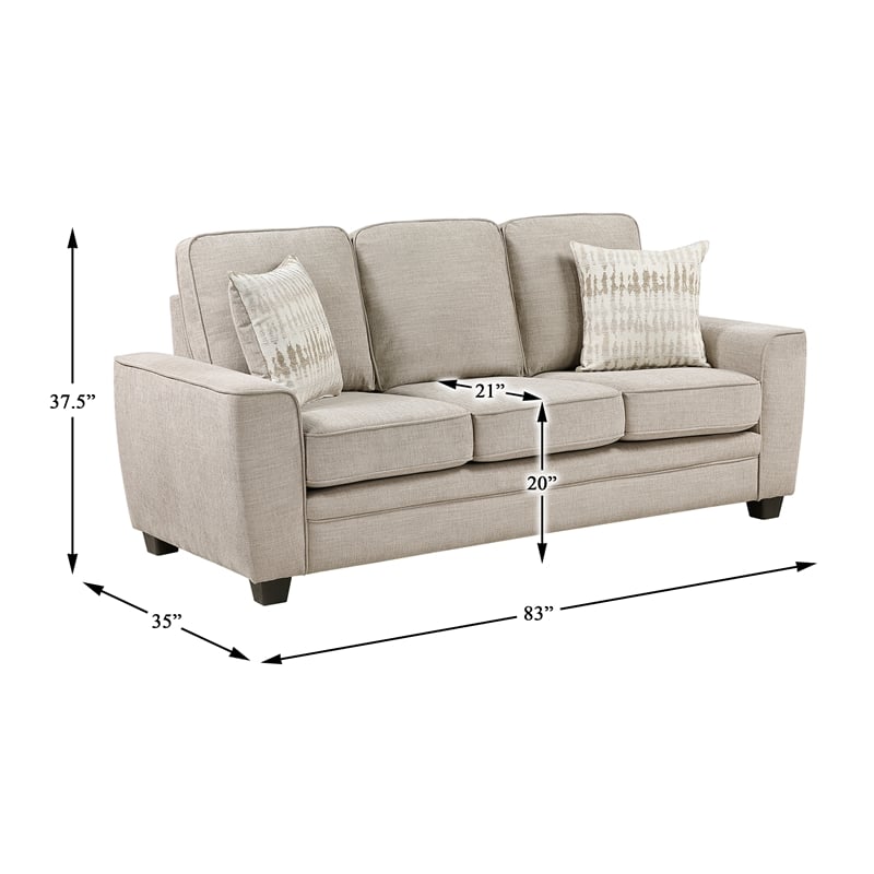 Pemberly Row Chenille 2-Piece Sofa and Loveseat Set with Pillows in Taupe