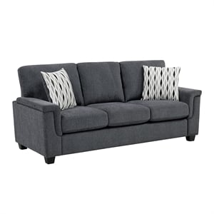 Pemberly Row Chenille Sofa with Reversible Cushions and 2 Pillows in Dark Gray