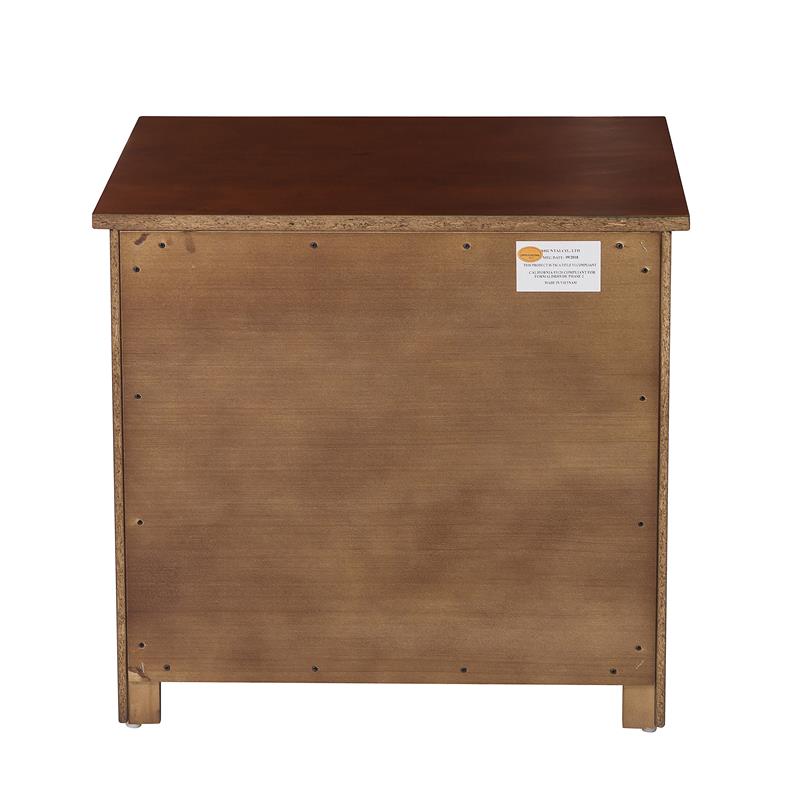 Pemberly Row 1-Drawer Wood Nightstand with Storage Cubby in Dark Cherry
