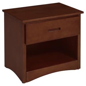 Pemberly Row 1-Drawer Wood Nightstand with Storage Cubby in Dark Cherry