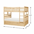 Pemberly Row Pine Wood Full Over Full Bunk Bed with Twin Trundle in Natural Pine