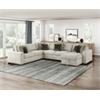 Pemberly Row Microfiber 4-Piece Sectional with Pull-Out Bed in Sage Sand