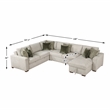 Pemberly Row Microfiber 4-Piece Sectional with Pull-Out Bed in Sage Sand