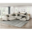 Pemberly Row Microfiber 4-Piece Sectional with Pull-Out Bed in Sage Sand