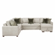Pemberly Row Microfiber 4-Piece Sectional with Pull-Out Bed in Sage Sand