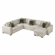 Pemberly Row Microfiber 4-Piece Sectional with Pull-Out Bed in Sage Sand