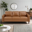 Pemberly Row Faux Leather 3-Seater Sofa with Pocket Coil Cushions in Brown