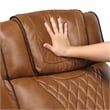 Pemberly Row Top Grain Leather Power Reclining Chair with Heat & Massage - Brown