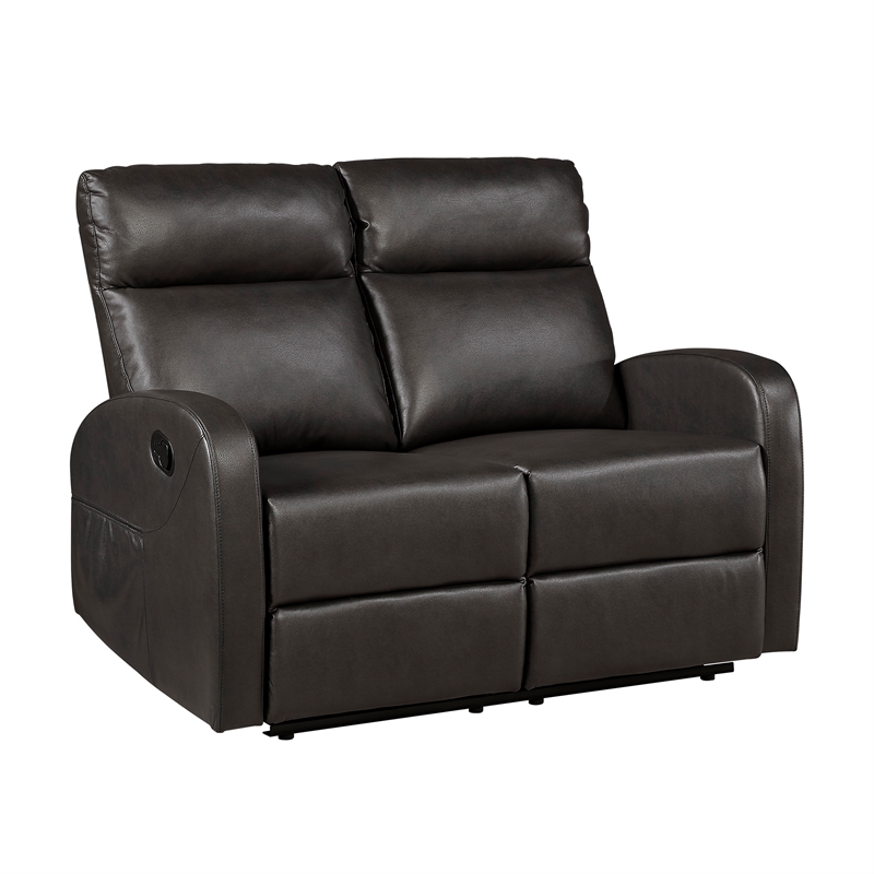Pemberly Row Faux Leather 3-Piece Reclining Sofa Loveseat and Chair in Espresso