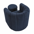 Pemberly Row Boucle Channel-Tufted Swivel Chair with Ottoman in Blue