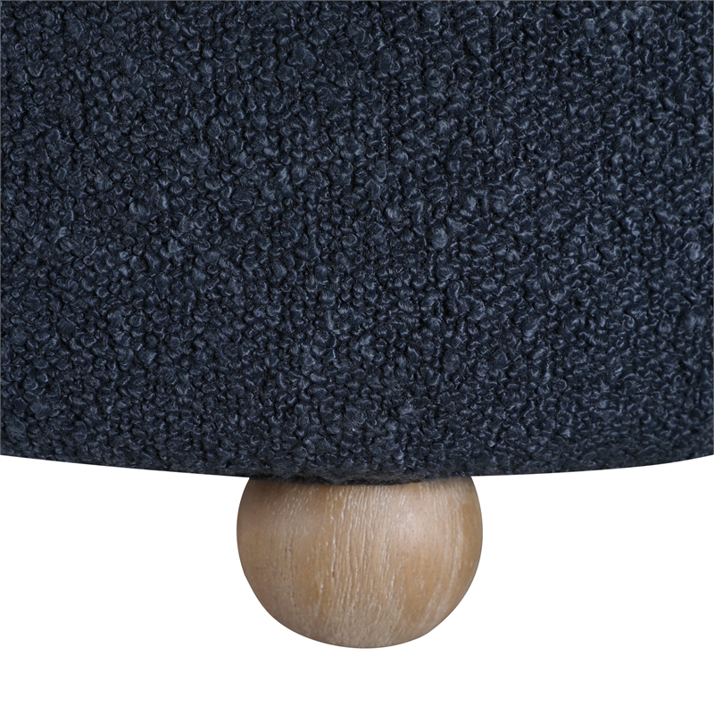 Pemberly Row Boucle Channel-Tufted Swivel Chair with Ottoman in Blue