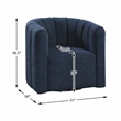 Pemberly Row Boucle Channel-Tufted Swivel Chair with Ottoman in Blue