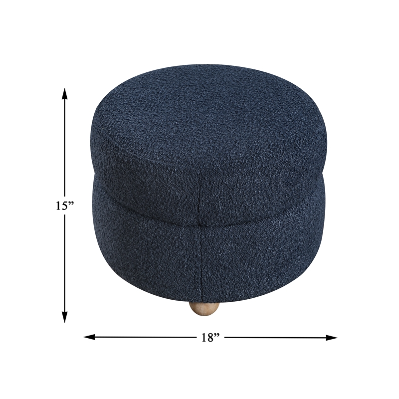 Pemberly Row Boucle Channel-Tufted Swivel Chair with Ottoman in Blue
