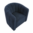 Pemberly Row Boucle Channel-Tufted Swivel Chair with Ottoman in Blue
