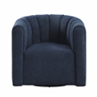 Pemberly Row Boucle Channel-Tufted Swivel Chair with Ottoman in Blue