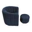 Pemberly Row Boucle Channel-Tufted Swivel Chair with Ottoman in Blue