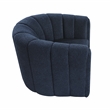 Pemberly Row Boucle Channel-Tufted Swivel Chair with Ottoman in Blue