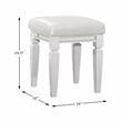 Pemberly Row Mirrored Faux Leather Vanity Stool with Metallic Finish in White