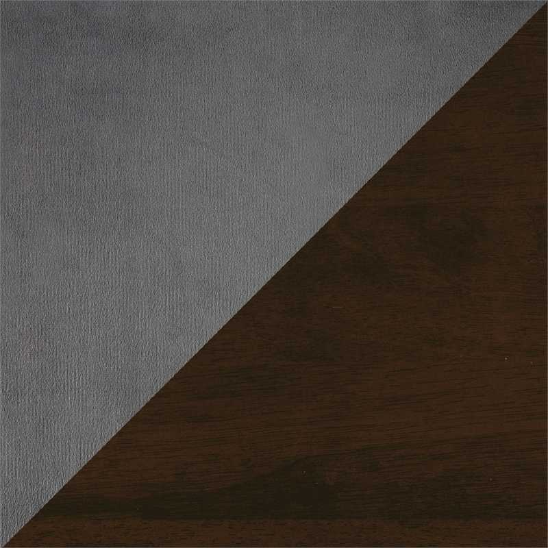 Pemberly Row Rubberwood and Velvet Accent Chair in Dark Walnut and Dark Grey