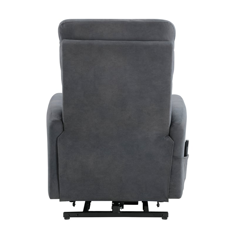 Pemberly Row Microfiber Power Lift Chair with Massage and Heat in Dark Gray