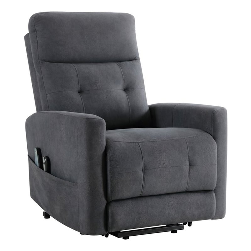 Pemberly Row Microfiber Power Lift Chair with Massage and Heat in Dark Gray