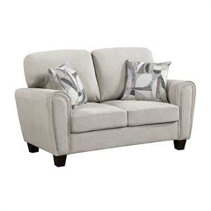Pemberly Row Chenille Loveseat with 2 Decorative Pillows & Pocket Coils in Gray