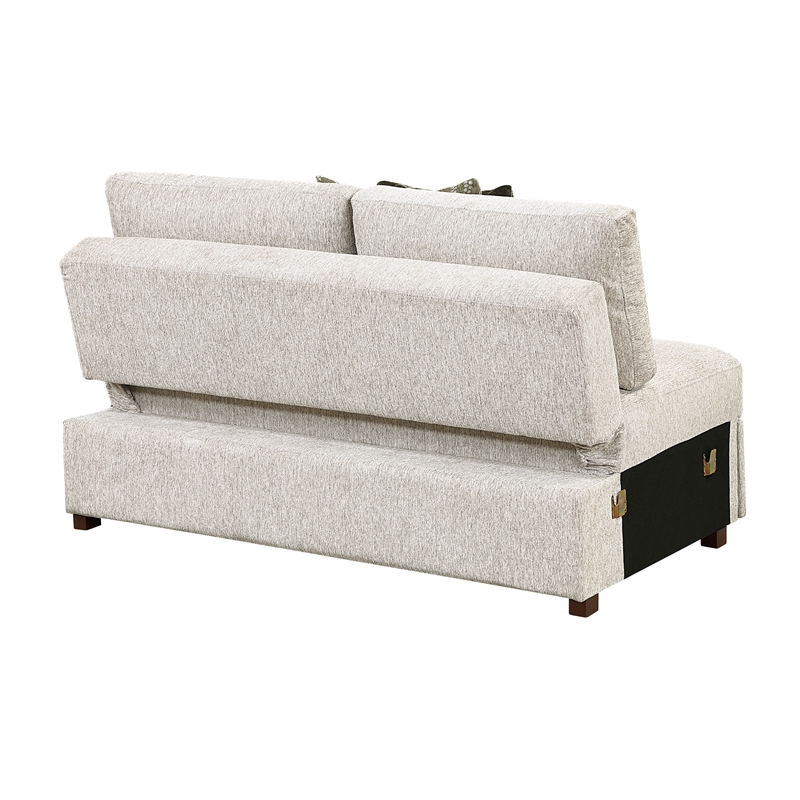 Pemberly Row Microfiber Armless Convertible 2-Seater Sleeper in Sage Sand