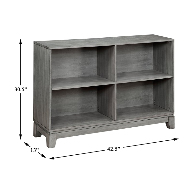 Pemberly Row Okume Veneer 4-Shelf Bookcase with Closed Back in Gray