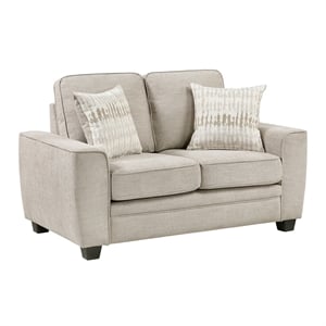 Pemberly Row Chenille Loveseat with 2 Decorative Pillows & Pocket Coils in Taupe