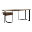 Pemberly Row Metal & Walnut Veneer Writing Desk with Reversible Drawer in Black