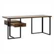 Pemberly Row Metal & Walnut Veneer Writing Desk with Reversible Drawer in Black