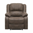 Pemberly Row Polished Microfiber Manual Recliner with Pillow-Top Arms in Brown
