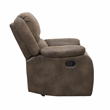 Pemberly Row Polished Microfiber Manual Recliner with Pillow-Top Arms in Brown