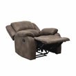 Pemberly Row Polished Microfiber Manual Recliner with Pillow-Top Arms in Brown