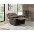 Pemberly Row Polished Microfiber Manual Recliner with Pillow-Top Arms in Brown