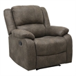 Pemberly Row Polished Microfiber Manual Recliner with Pillow-Top Arms in Brown