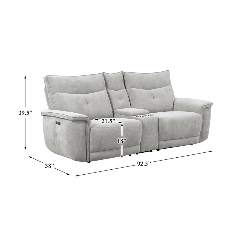 Pemberly Row 3-Piece Power Reclining Set with USB and Cupholders in Mist Gray