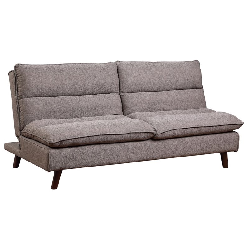 Pemberly Row Click Clack Convertible Sleeper Sofa with Wood Feet in Brown